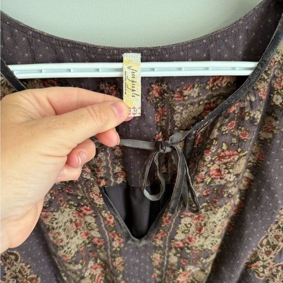 Anthropologie Free People Dark Floral Tie-Neck Dress - Picture 5 of 8